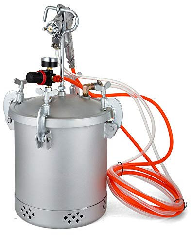 Carbon Steel Paint Pressure Pot 10L with Adjustable Spray Gun, 50-80psi Safety Valve for Automotive Refinishing and Industrial Spraying