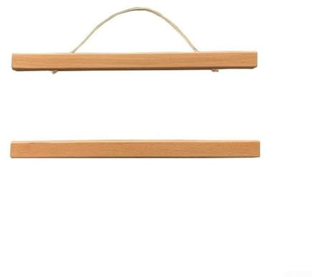 Cornice portafoto magnetica in legno di faggio per poster, pergamene, mappe e immagini, con 4 strisce di legno, cordino e magneti, 41 cm, colore legno naturale