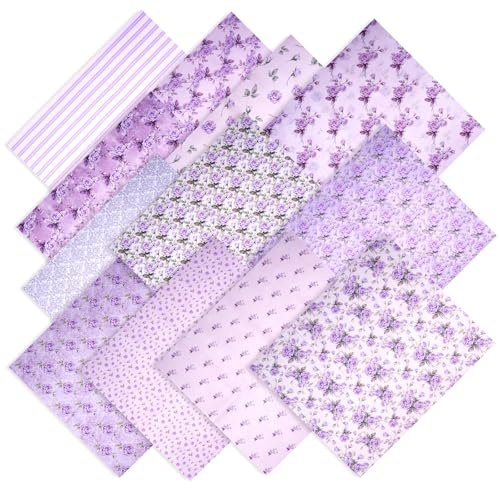 LetCart 12 Piezas Diseño de Retales Telas 46x56cm, Tela Algodon, Telas Patchwork, 100% Algodón Patchwork Paquete de Tela para DIY Artesanía Hecha A Mano (Morado)