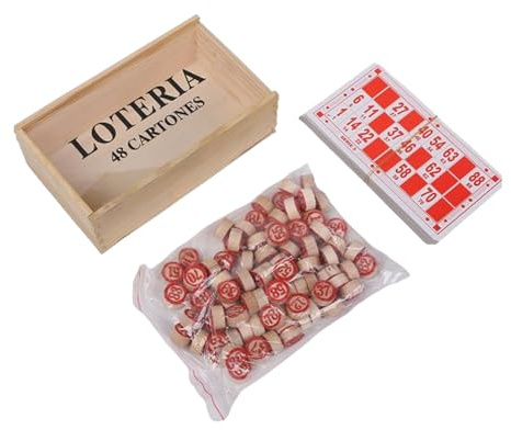Reicyfang Vintage Bingo Board Game, Russian Bingo Game Set Includes 48 Reusable Number Cards, 90 Chessand a Wooden Storage Box, Ideal for Family Large Parties Adults Holiday Activities