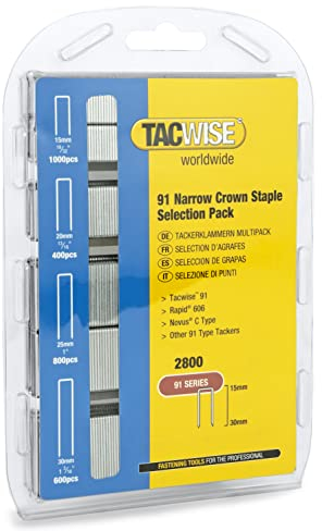 Tacwise 0204 Selection Pack of Type 91 / 15 -30 mm Galvanised Narrow Crown Staples, Pack of 2800