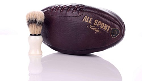 ALL SPORT VINTAGE - Kulturbeutel Rugbyball – Braun Vintage – Rindsleder – handgenäht