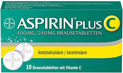 Aspirin Plus C - Erkältungsmittel mit Vitamin C - wirkt schnell gegen erste Erkältungsanzeichen wie Kopf-, Hals- und Gliederschmerzen - 1 x 10 Brausetabletten