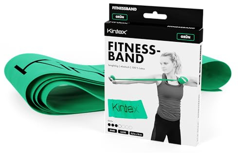 Kintex Fitnessband, 2,5 m x 15 cm, Gymnastikband in 7 Stärken, 100% Latex, transportables Trainingsband (Grün)