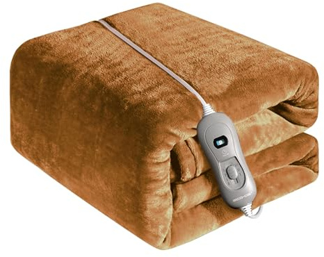 ECODE® Manta Termica Electrica 180x130 para Cama y Sofa, Apagado Automatico, Mando con 3 Niveles de Calor - Mantas Electricas Calefactable UltraSuave, Protección Calentamiento, Cable Desmontable