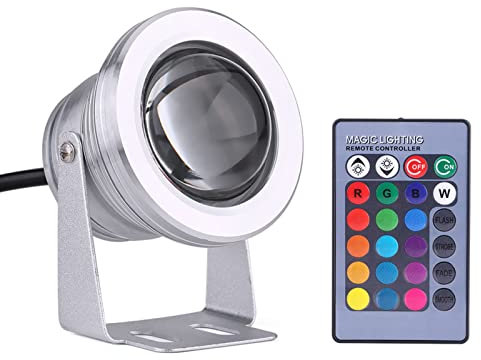 Estink Teichbeleuchtung, IP65 10W 12V RGB LED Unterwasser Licht, Wasserdichte Landschaftslichter für Schiffen, Yachten, Aquarien (Silberschale)