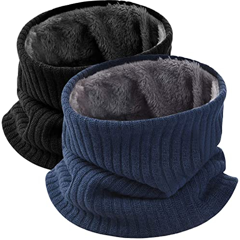 TTBAODAN 2 Stück Winter Schlauchschal, Fleece Loop Damen Herren Halsschlauch, Halswärmer Winddichte Nackenwärmer Schlaufschal Schlauchtuch für Skifahren Laufen Radfahren