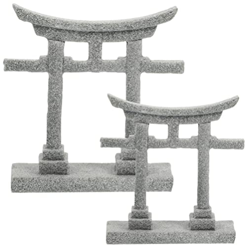 FOMIYES Garnelen Versteck Ton Japanisches Torii-Tor Japan Shinto Schrein Chinesische Architektonische Aquarium Dekoration Aquarium Landschaft Ornamente 2 Stücke Gartendeko Asia