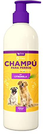 Hunde Antiparasiten Shampoo 1 Liter | Natürliche Citronella für Hunde mit Dermatitis - Empfindliche und atopische Haut | Floh und Zeckenabweisend | Hypoallergen | Für langes und kurzes Fell