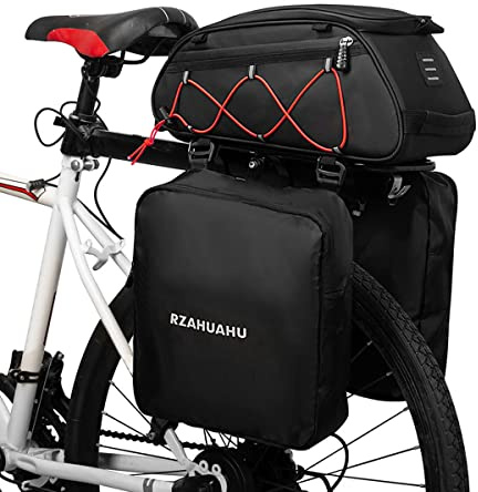 KOCAN Cykelväska 3 i 1 Bagageväska Vattentät Cykel Baksäte Väska Kylväska med 2 Sidohängande Väskor Cykel Bagageväska B