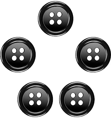 Knöpfe Harz Buttons 15mm Schwarz Knopf 4 Löcher Knöpfen zum Basteln 80 Stück Rund Hemdknöpfe mit Aufbewahrungsbox für Kleider Nähen DIY Handwerk und Deko