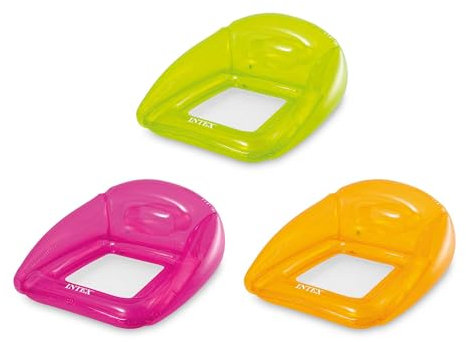 Intex 56802EU - Aufblasbarer Stuhl Transparent mit Netz, PVC, Mehrfarbig, 104x102 cm