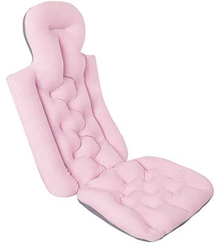 Niceyoeuk Almohada de baño para bañera para adultos, alfombrilla de cuerpo completo, cojín ergonómico para reposacabezas de secado rápido (rosa alargado con ventosa, 78 x 35 cm)