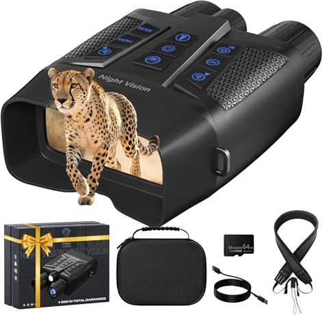 MAXDONE Night Vision Goggles 4K - Low Light Full Color Night Vision Binoculars for Adults with 64GB Card, 600M Viewing Range, 5X Digital Zoom 5000mAh Rechargeable for Hunting Camping Observe