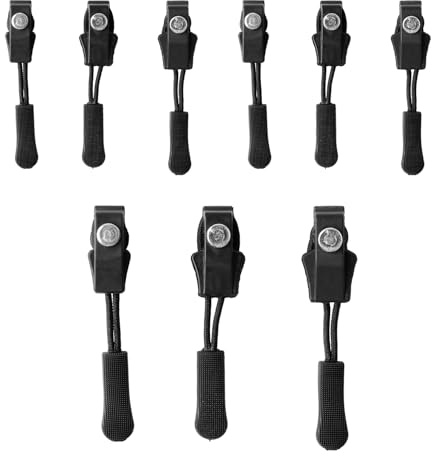 Bojueshaw 9Pcs Black Fix Zip Puller,No-Sew Zipper Repair Kit,Universal Zipper Pull Replacement for Jackets,Luggage, Backpacks,and More