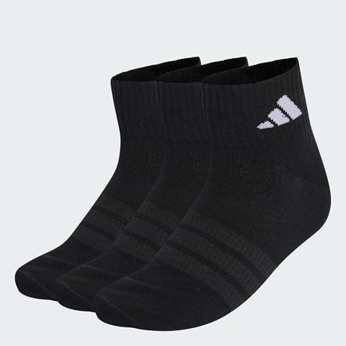 adidas Unisex adulto THIN&LIGHT SPORTSWEAR ANKLE SOCKS 3 PAIR PACK, black/black/white, 37-40