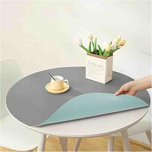 GYYFQH Tischdecke Kunstleder Rund，Tischmatte Lederoptik，Nordische Runde Ledertischdecke，Rundes PVC-Leder-Tischset，Tischdecke Dicke 2 Mm，Abwischbar Tischdecke，Rund Esstischauflag(H,50cm)