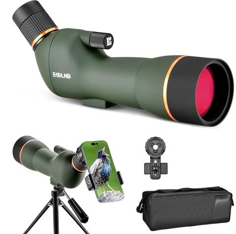 ESSLNB 20-60x70 Spotting Scopes with Tripod, BAK4 High Definition Waterproof Compact Spotter Scope with Carrying Bag and Phone Adapter for Bird Watching Wildlife Scenery Target Shooting Hunting