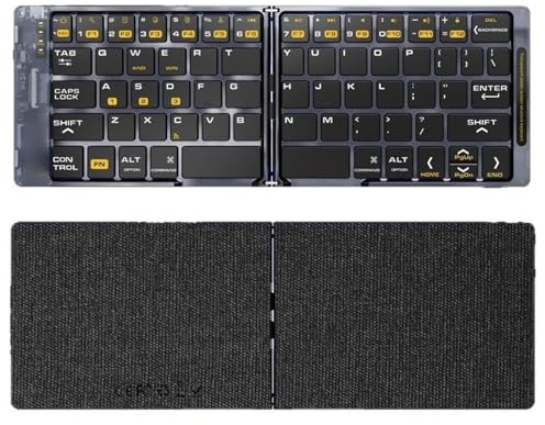 VBESTLIFE Foldbar Bluetooth -Tangentbord, Bärbar Trådlöst Tangentbord i Full Storlek, Laddningsbar och Ultralös för OS X Android Wins Tablet Laptop PC
