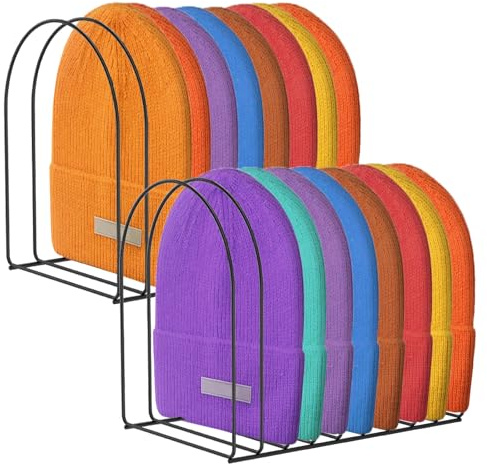 Lot de 2 Porte-Chapeaux en Métal, Réutilisables, en Laine Tricotée, Étagère Polyvalente pour Comptoir, Porte-Bonnets, Présentation et Organisateur de Bureau, Noir, 17 x 23 x 26 cm, Fer