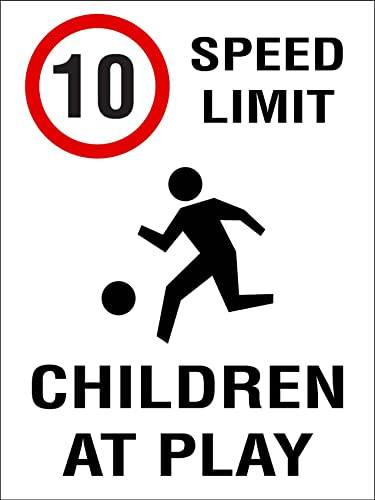 Límite De Velocidad De 10 Km/H. Niños Jugando. Señal De Advertencia Carteles De Pared De Metal Letrero De Estaño Cartel De Chapa Para Baño Jardín Cocina Salón S