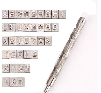 L6NqIAG läder bokstavsstämplar Craftsman bokstavs- och nummerstämplar, stansset, läderhantverk, stansverktyg för läderbälte, hantverksverktyg, tätning (6 mm – 37 st)
