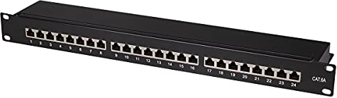 LogiLink Professional PrimeLine Cat.6A (500 MHz) Patchpanel schwarz, 19, STP (geschirmt) 24-Port (RJ45)