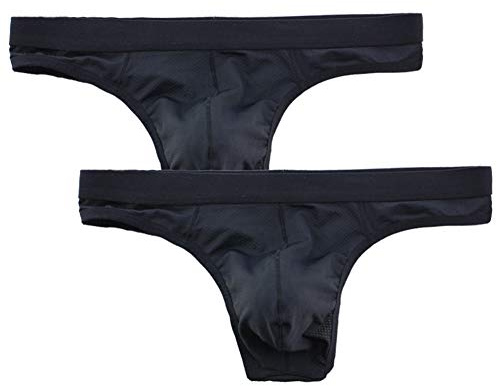 Summer Code string, underkläder för män, elastiskt mikronät, bikinikalsonger, 2-pack svart, S