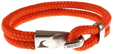 WAVEPIRATE® Segeltau-Armband Peak ST Orange 20 cm Edelstahl-Verschluss in Geschenk-Box Surfer Herren Männer