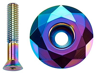 NICOLIE MTB Fahrrad Headset Top Cap Oil Slick Aluminium Mountian Bike Vorbau Top Cap Ultralight 28,6Mm 1 1/8' Vorbau Top Caps BMX Schüsselabdeckungen - Titan