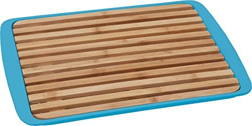 Brunner 0830056N.C30 Tagliere Vassoio 2 in 1, Materiale Bamboo e Melamina, Bread Board Colore Azzurro 36X24 Cm