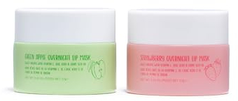 W7 Sweet Dreams Overnight Lip Mask Duo - Apple & Strawberry Flavour 2 Pack - Vitamin E, Aloe Vera and Grape Seed Oil - For Hydrated, Full Looking & Irresistible Lips - 12ml