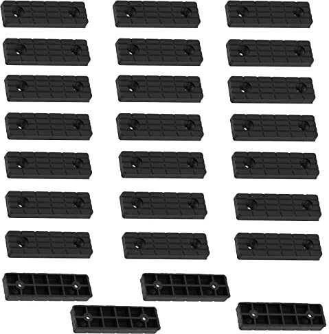 AERZETIX - C65813 - Juego de 25 Patines/pies para Muebles 56x16x7mm en plástico para atornillar rectangulares - Color Negro - Mesa Armario cómoda Cama cuña Accesorio protección Suelos Altura