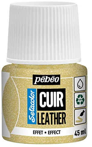 Pébéo - Setacolor Leder - Acrylfarbe für Leder und Kunstleder - Personalisierung von Taschen, Schuhen, Sneakern - kratz-, knick- und scheuerfest - Glitzereffekt - Pailletten Gold - 45 ml