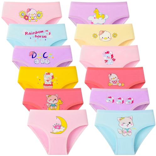 Charmi Culotte Shorty Slip Coton Fille Lot de 12 Chat Licorne Canard 2-4 Ans (Taille du Fabricant S)