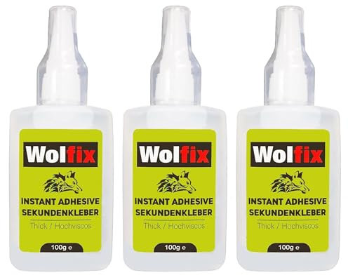 Wolfix Lot de 3 tubes de colle instantanée extra forte 100 g - Colle universelle pour réparations professionnelles - Colle idéale pour tissu, montage, textile et céramique