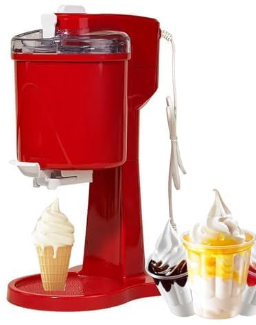 Home Soft Serve Ice Cream Machine, 1L DIY Mini Fruit Soft Ice Cream Maker, Fully Automatic DIY Iced Yogurt Cone Machine for Dessert, Frozen Yoghurt, Sorbet