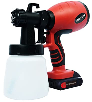 Spruzzatore Vernice, Pistola a spruzzo 2000mAh batteria al litio wireless batteria portatile pistola a spruzzo ad alta pressione pistola a spruzzo in lattice disinfezione pistola a spruzzo(Rot)