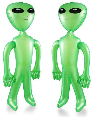 85cm Ballons Gonflables Géants Extraterrestres, Aliens Gonflables Géants Vert, Extraterrestres Fête Décoration, pour Anniversaires à Thème, Accessoires Photo, Halloween, Pâques, Noël (2 PCS)
