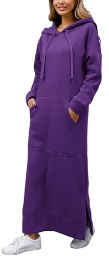 PODOLIXIA Robe sweat femme longue avec capuche oversized cheville-longue hoodie pullover vêtements d'hiver automne hiver maxi robe pull manches longues pull à capuche femmes long pullover avec poche