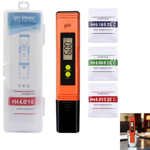 Digital PH-meter, pH-mätare med hög precision (± 0,01) med bärbar LCD-skärm, pH-testare för vattenkvalitet, automatisk kalibrering för akvarium, pool, RC, mätområde 0–14 pH