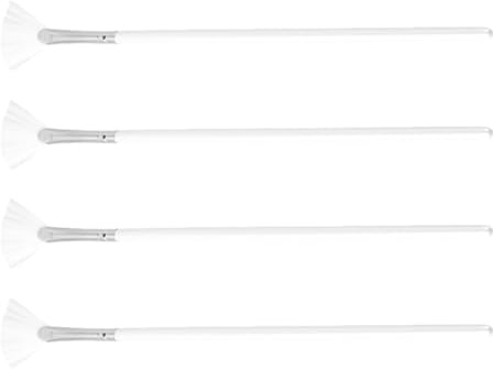 Lurrose 4 Pinceles de Abanico para Mascarillas Faciales, Aplicadores Suaves para Cuidado Facial, Cepillos para Mascarilla, Diseño de Mango Largo, Uso para Sueros y Barro, Kit Cosmético