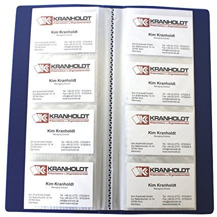 EXXO by HFP 24428 Visitenkartenbuch mit eingeschweißten Hüllen, für 240 Visitenkartenarten PP-Vollkunststoff, blau