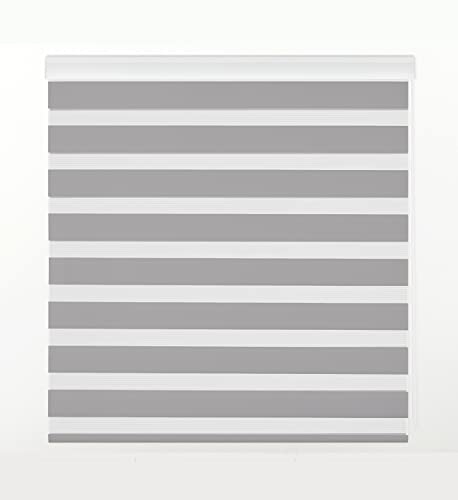 Estoralis Sansa | Estor Enrollable Noche y Día Diseño Moderno | Doble Tejido | Color Gris | 145 x 255 cm (Ancho/Alto) Tamaño Tela 142 x 250 cm | Estores para Ventanas y Puertas