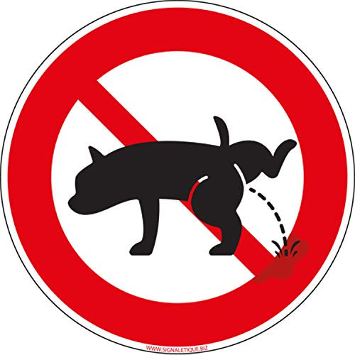 Signalétique.biz France - Adhésif - Chien Interdiction d'Uriner - Diamètre 125 mm - Protection Anti-UV
