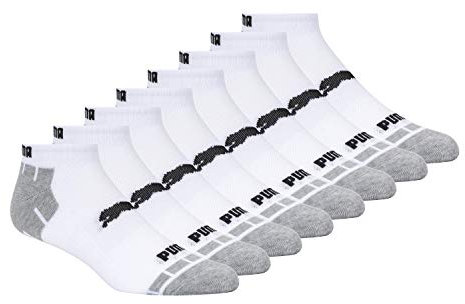 PUMA Herren 8er-Pack Niedrig Geschnittene Socken Laufsocken, Weiß/Grau, 43-47 EU