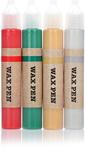 COM-FOUR® 4-teiliges Wachsstifte für Kerzen Set - Wachs-Liner in tollen Farben - Kerzenpen zum Bemalen von Kerzen - Candle Liner - Kerzenstift (04 Stück - Wachsstifte)