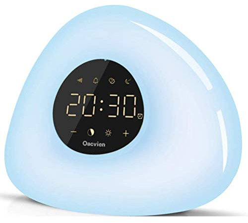 KUANDARMX Regalo Wake Up Light Orologio, Sveglia Digitale con la Simulazione 10 Suoni della Natura di RGB Lampade Decorazione Domestica Orologio Multifunzione
