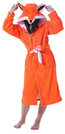 ATOZ Dam rock vuxen djur badrock flanell huva hem pyjamas mjuk för halloween jul cosplay rock, Orange räv, L