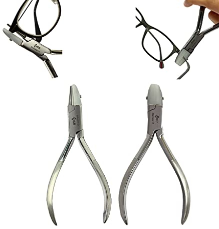 Spire Tools® Pinze per montatura per occhiali da vista, 15,5 cm, naso rotondo, in nylon, con mascella e naso piatto, per regolazione degli occhiali, 2 pezzi, set di 2 pezzi, per riparazione,
